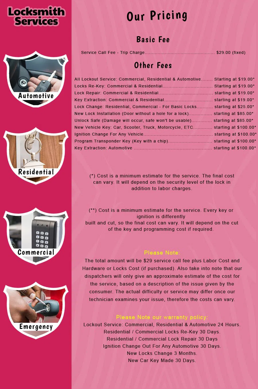 Woodland Park NJ Locksmith Store Woodland Park, NJ 973-437-2146 - price-list-c-18